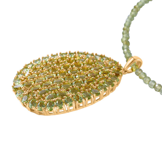 AA Peridot Anhänger mit Kette ca. 45 cm, 925 Silber Gelbgold Vermeil ca. 43.80 ct