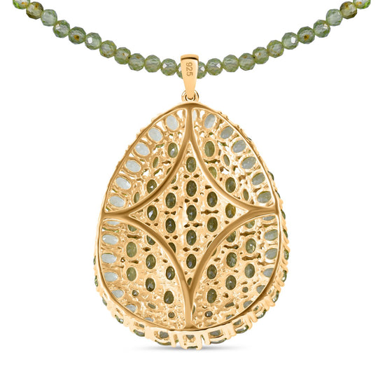 AA Peridot Anhänger mit Kette ca. 45 cm, 925 Silber Gelbgold Vermeil ca. 43.80 ct