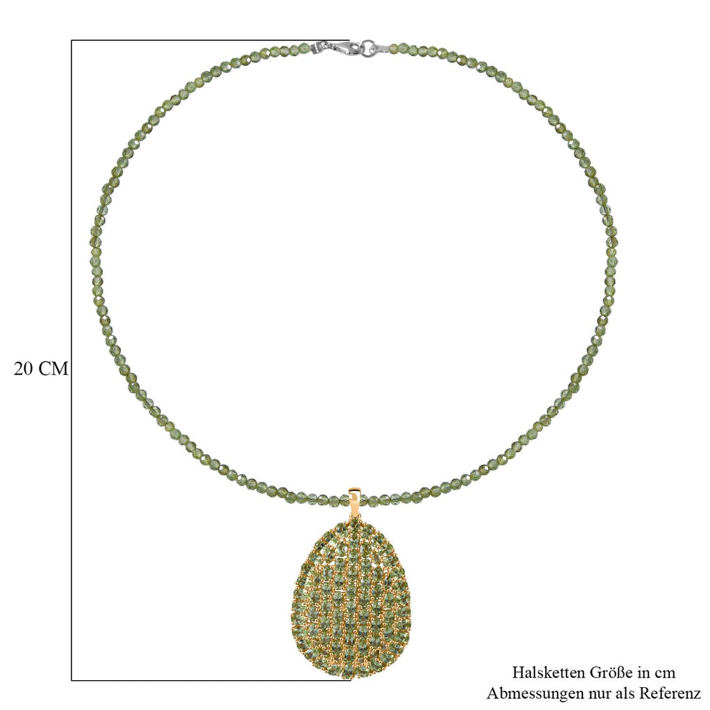 AA Peridot Anhänger mit Kette ca. 45 cm, 925 Silber Gelbgold Vermeil ca. 43.80 ct