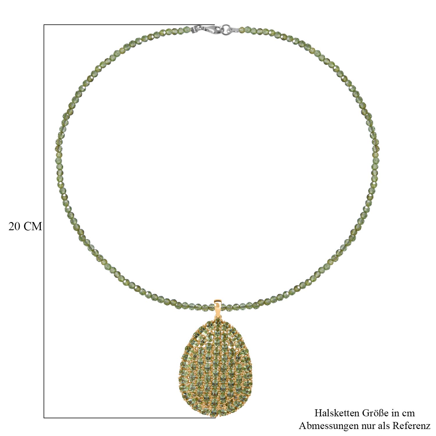 AA Peridot Anhänger mit Kette ca. 45 cm, 925 Silber Gelbgold Vermeil ca. 43.80 ct
