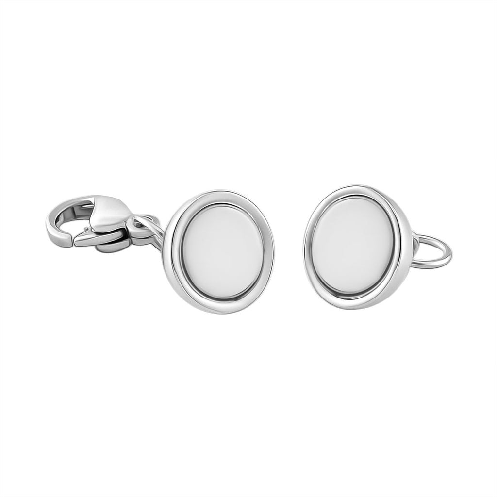 9 teiliges 316L Edelstahl Schmuckset rhodiniert, 1 Bolo Schieber, 2 Magnetverschluss Kugeln, 6 Ohrstopper, Silberfarben