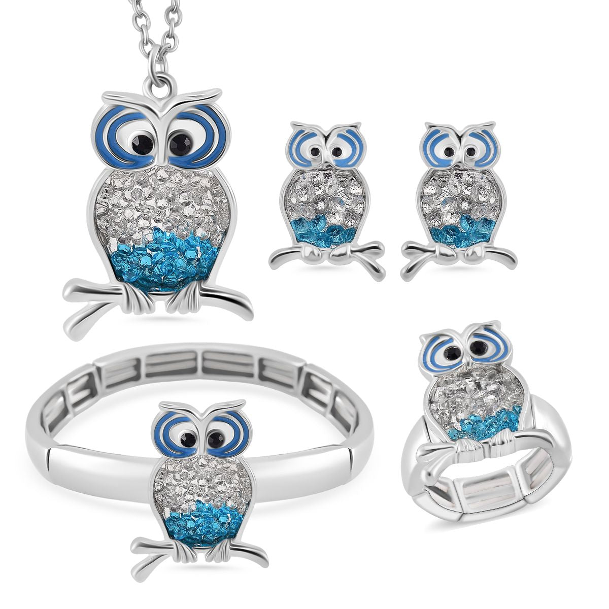 Weißer Kristall, Blauer Kristall Schmuckset