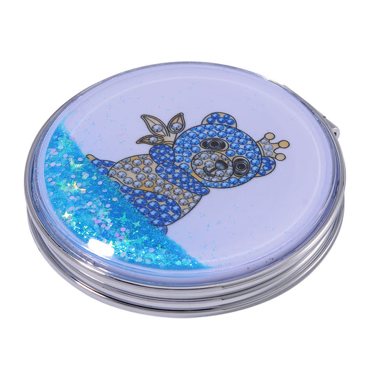 2er Set - Mehrfarbiger Kristall, Panda-Set: Schlüsselanhänger und Spiegel, emailliert, goldfarben