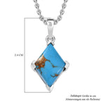 Blauer Türkis Anhänger mit Kette (ca. 50 cm), Nickelfreies Messing und 316L Edelstahl, ca. 7.50 ct