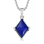 Lapislazuli Anhänger mit Kette (ca. 50 cm), Nickelfreies Messing und 316L Edelstahl, ca. 7.50 ct
