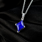 Lapislazuli Anhänger mit Kette (ca. 50 cm), Nickelfreies Messing und 316L Edelstahl, ca. 7.50 ct
