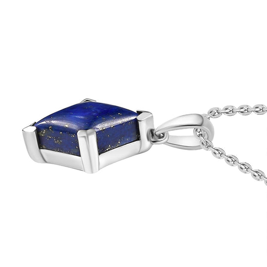 Lapislazuli Anhänger mit Kette (ca. 50 cm), Nickelfreies Messing und 316L Edelstahl, ca. 7.50 ct