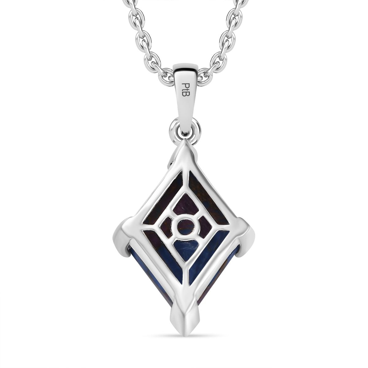 Lila Türkis Anhänger mit Kette (ca. 50 cm), Nickelfreies Messing und 316L Edelstahl, ca. 7.50 ct