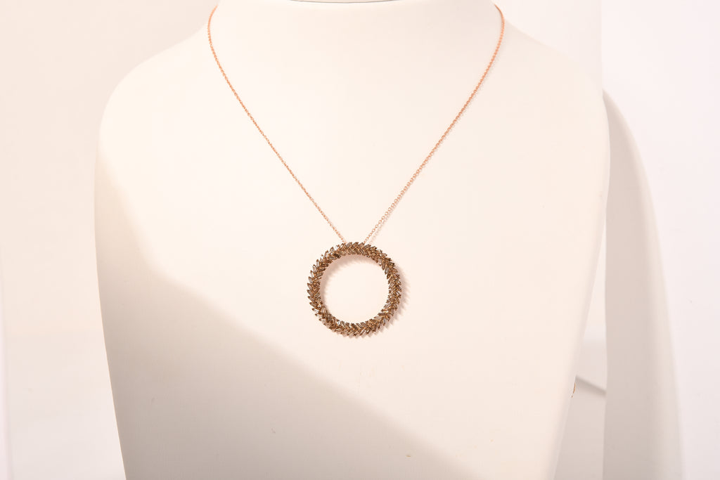 Natürlicher Champagner Diamant Anhänger mit Kette, 925 Silber Roségold Vermeil ca. 1.00 ct