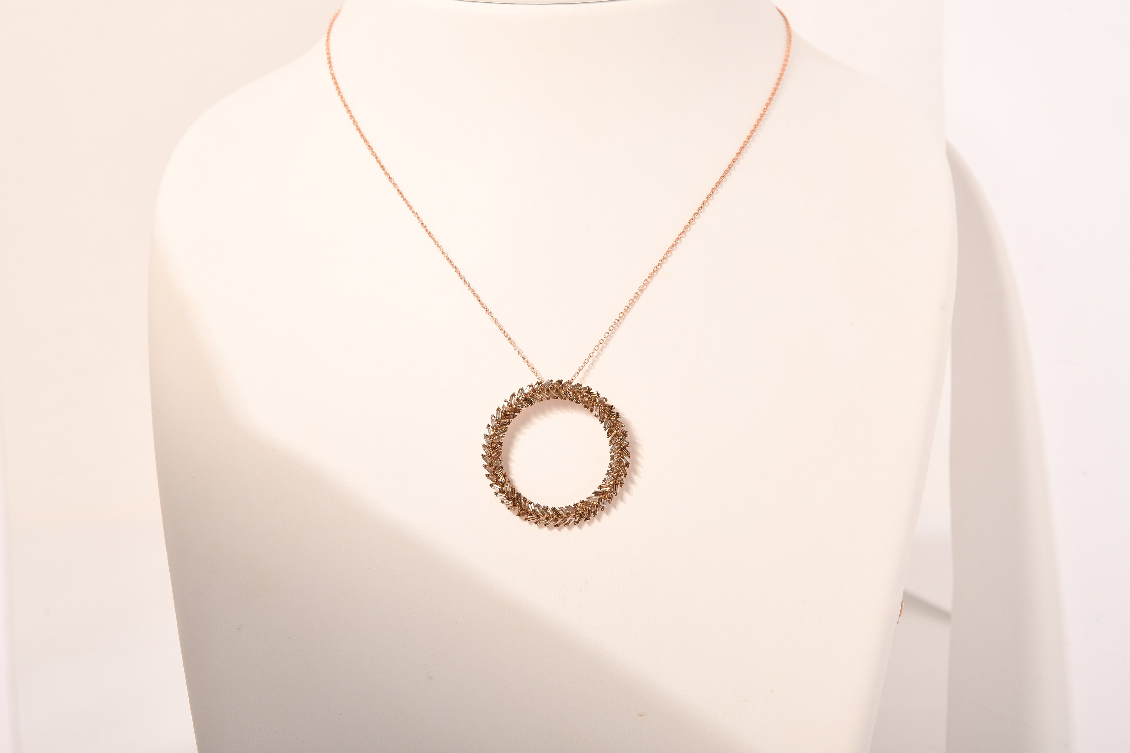 Natürlicher Champagner Diamant Anhänger mit Kette, 925 Silber Roségold Vermeil ca. 1.00 ct