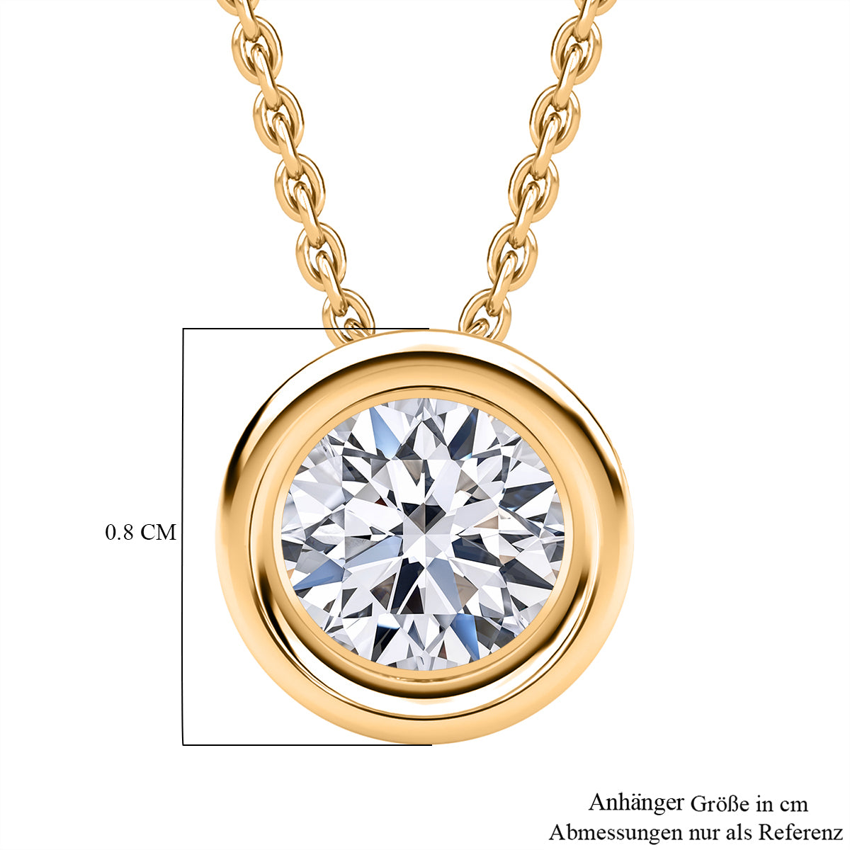 LUXURIANT DIAMOND - Lab Grown Diamant VS-EF Anhänger mit Kette ca. 45 cm + 5 cm Extender, 925 Silber Gelbgold Vermeil ca. 0.25 ct