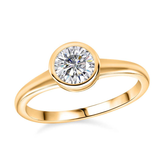 2er Set - Moissanit Ring und Anhänger, 925 Silber vergoldet (Größe 21.00) ca. 1.50 ct