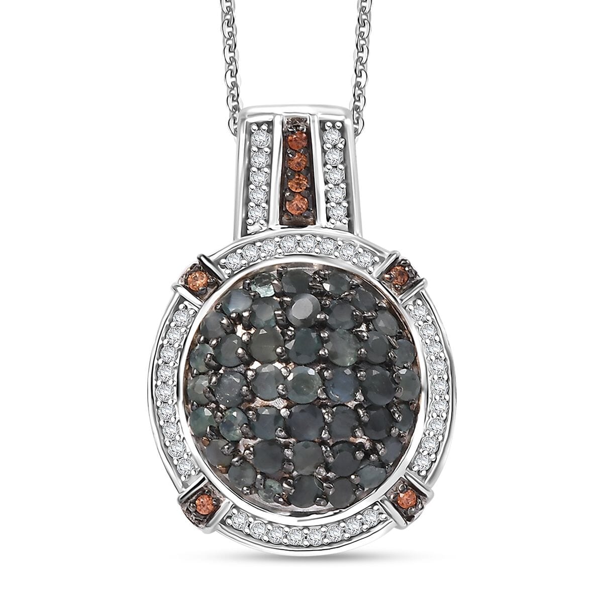 AA Alexandrit, Kaffee Zirkon Anhänger mit Kette (ca. 50 cm), 925 Silber rhodiniert ca. 2.42 ct