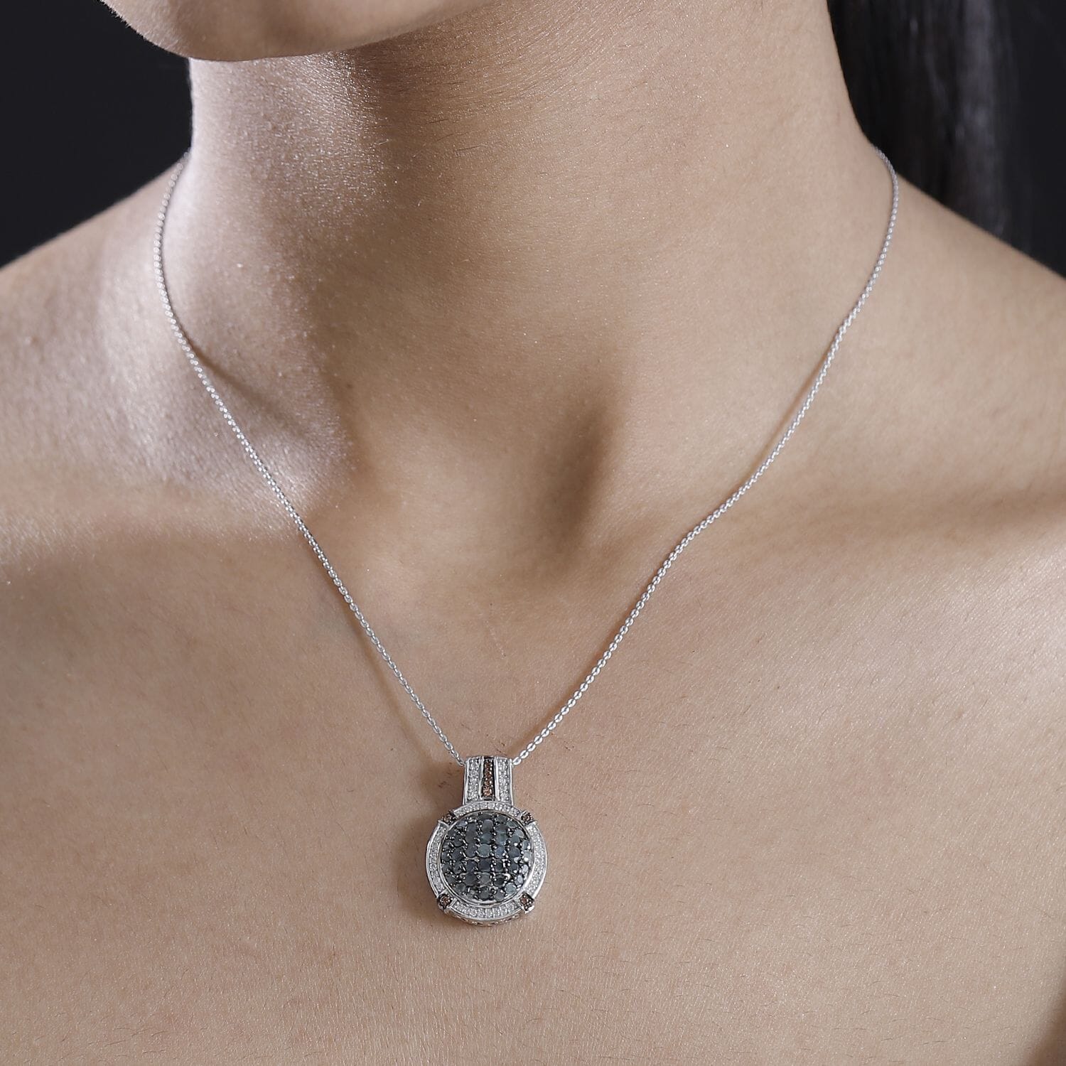 AA Alexandrit, Kaffee Zirkon Anhänger mit Kette (ca. 50 cm), 925 Silber rhodiniert ca. 2.42 ct
