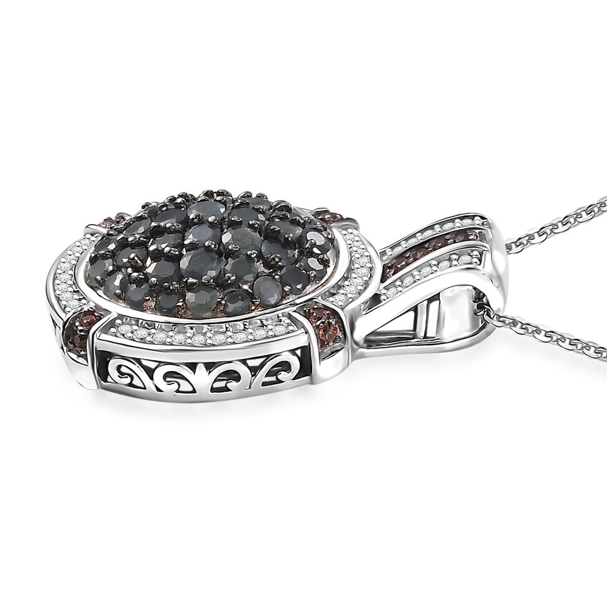 AA Alexandrit, Kaffee Zirkon Anhänger mit Kette (ca. 50 cm), 925 Silber rhodiniert ca. 2.42 ct