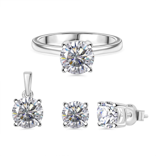 Moissanit Schmuckset 925 Silber ca. 3,80 ct.