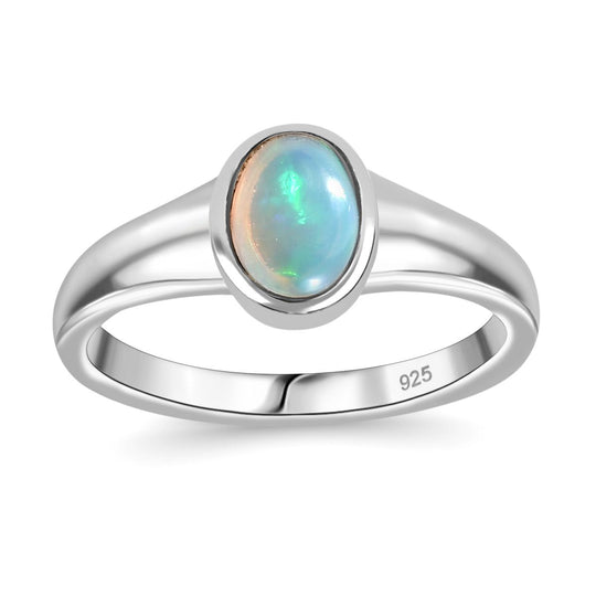 3er Set- AA Natürlicher, äthiopischer Welo Opal Anhänger, Ring und Ohrringe, 925 Silber rhodiniert ca. 1.61 ct