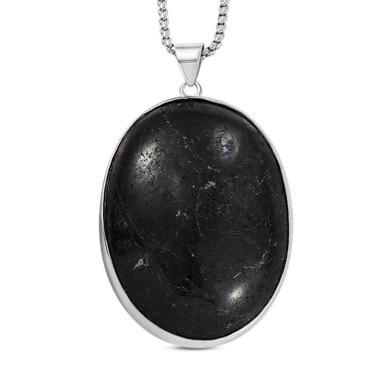 EXKLUSIVES ANGEBOT - Schwarzer Turmalin Anhänger mit Kette, ca. 300.00 ct