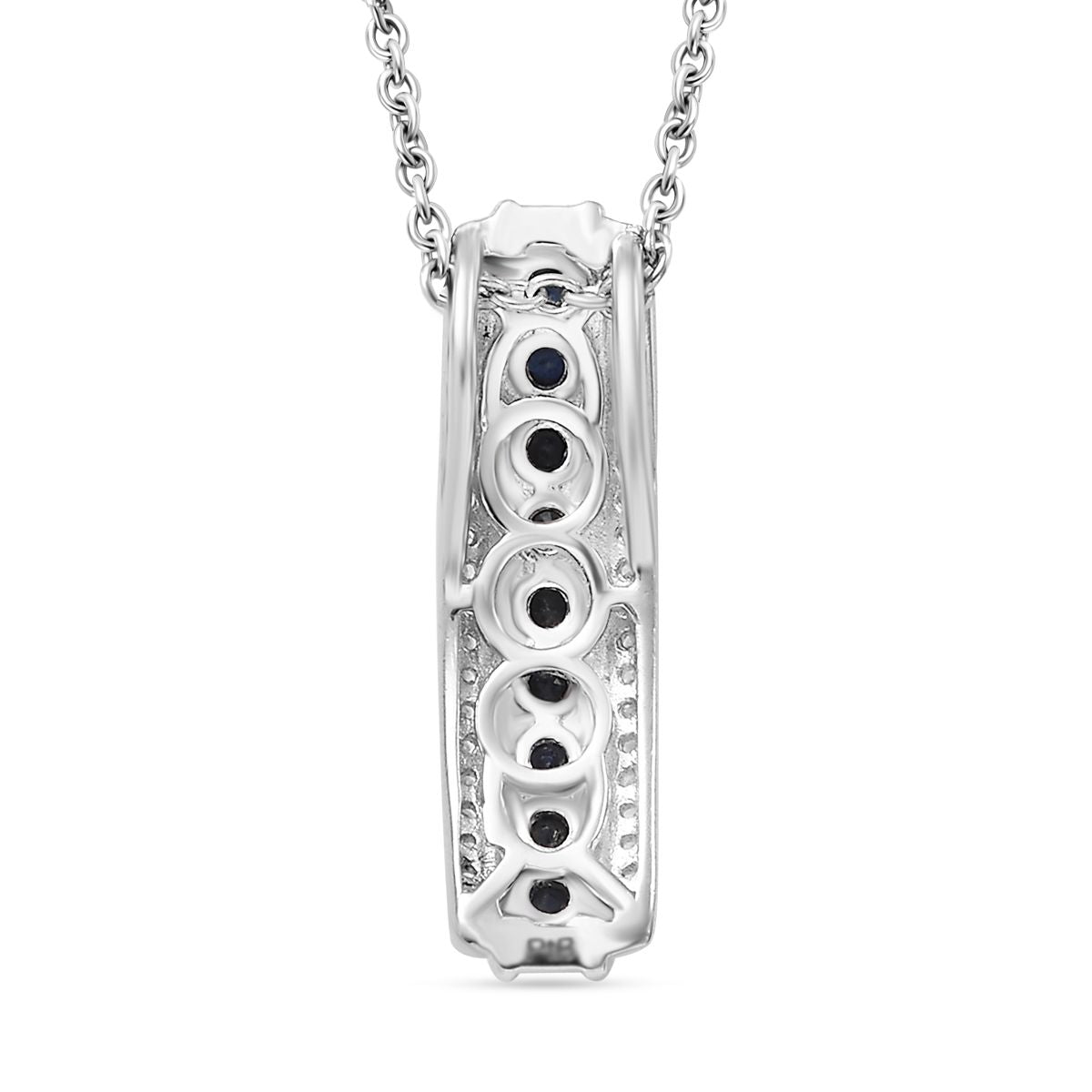 Masoala Saphir (Fissure gefüllt), Weißer Zirkon Anhänger mit Kette, Silberton, ca. 1.45 ct