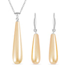 Goldene Muschelkernperle Schmuckset Reiner Edelstahl