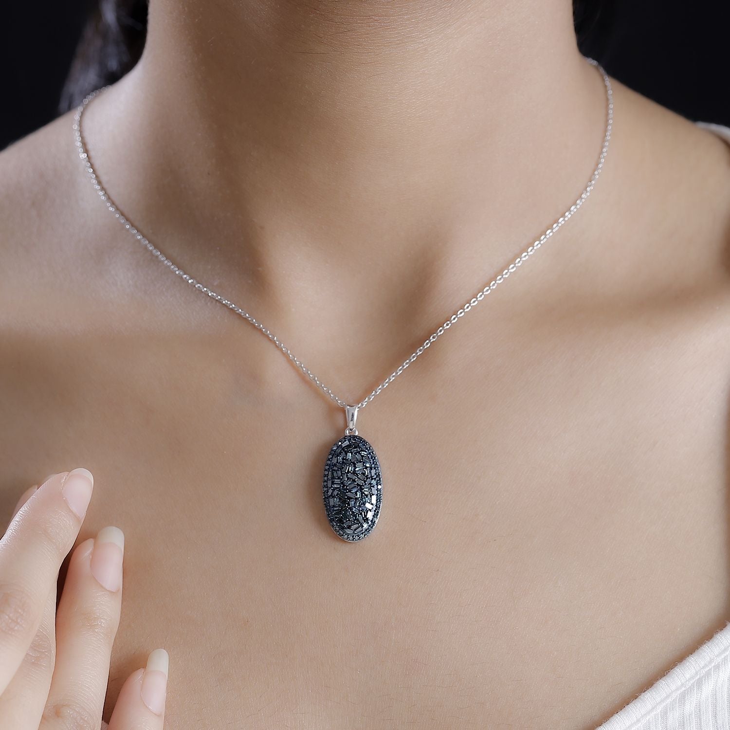 Blauer Diamant Schmuckset 925 Silber rhodiniert ca. 1,00 ct.
