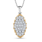 Zirkonia Anhänger mit Kette ca. 45 cm, 925 Silber rhodiniert und 750 Gelbgold Vermeil