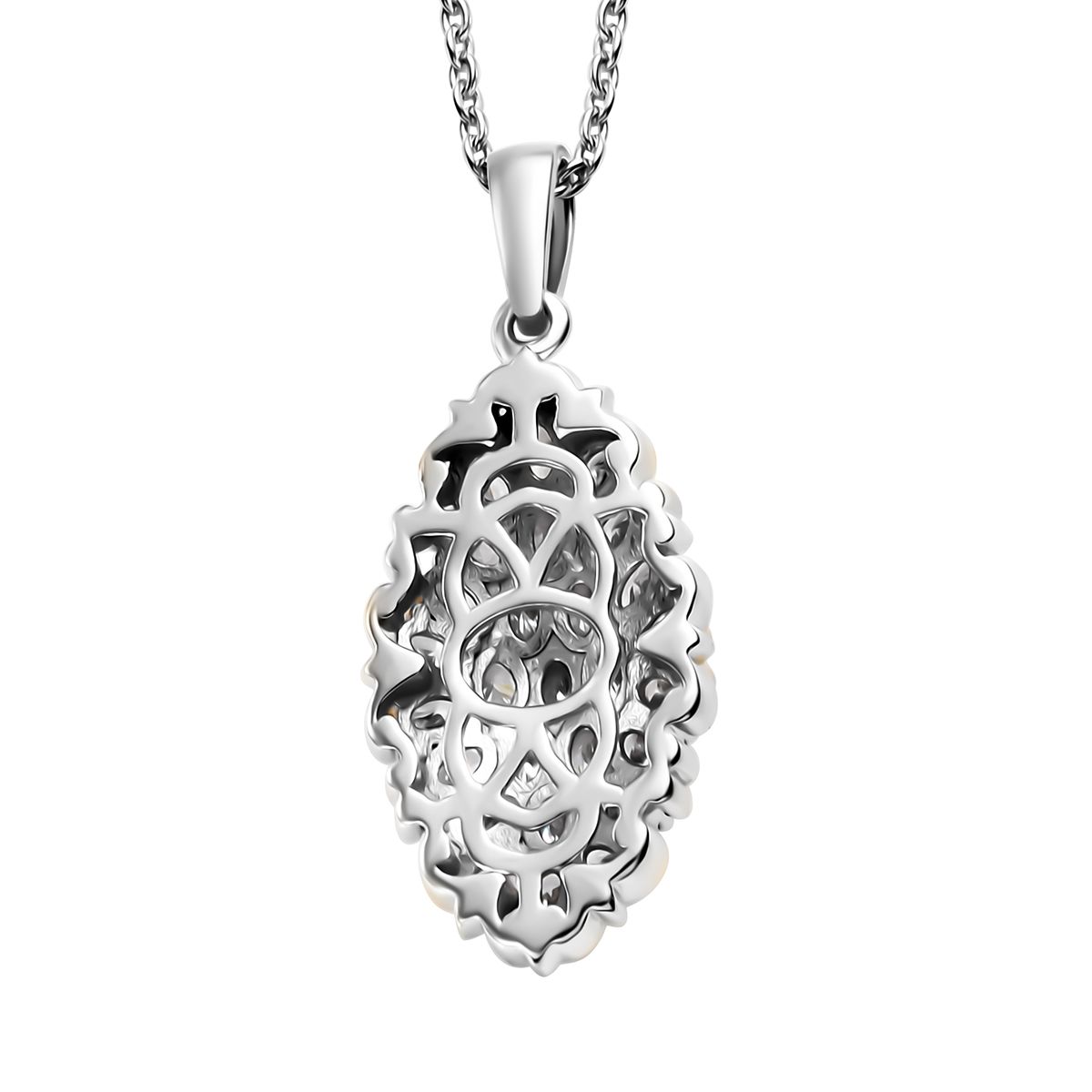 Zirkonia Anhänger mit Kette ca. 45 cm, 925 Silber rhodiniert und 750 Gelbgold Vermeil