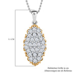 Zirkonia Anhänger mit Kette ca. 45 cm, 925 Silber rhodiniert und 750 Gelbgold Vermeil