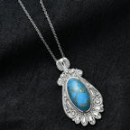 Blaues Türkis Schmuckset ca. 50 cm Edelstahl ca. 22.00 ct