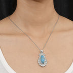 Blaues Türkis Schmuckset ca. 50 cm Edelstahl ca. 22.00 ct