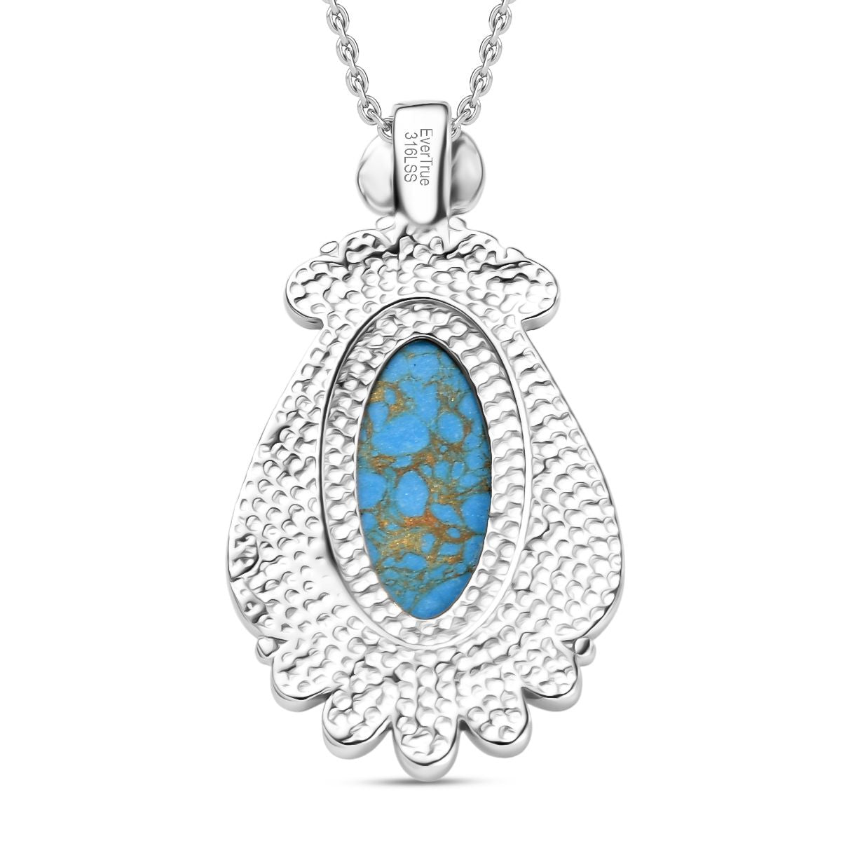 Blaues Türkis Schmuckset ca. 50 cm Edelstahl ca. 22.00 ct