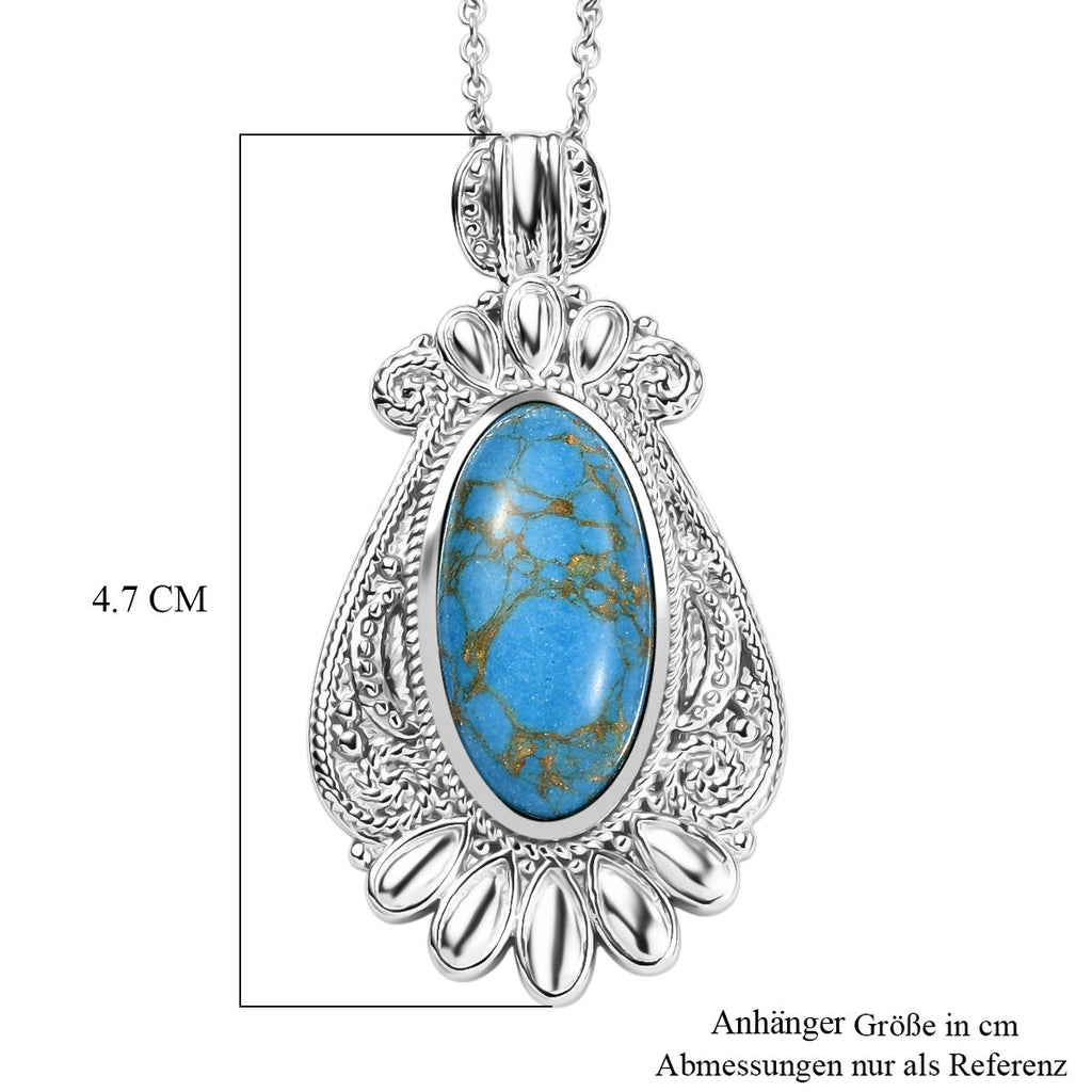 Blaues Türkis Schmuckset ca. 50 cm Edelstahl ca. 22.00 ct