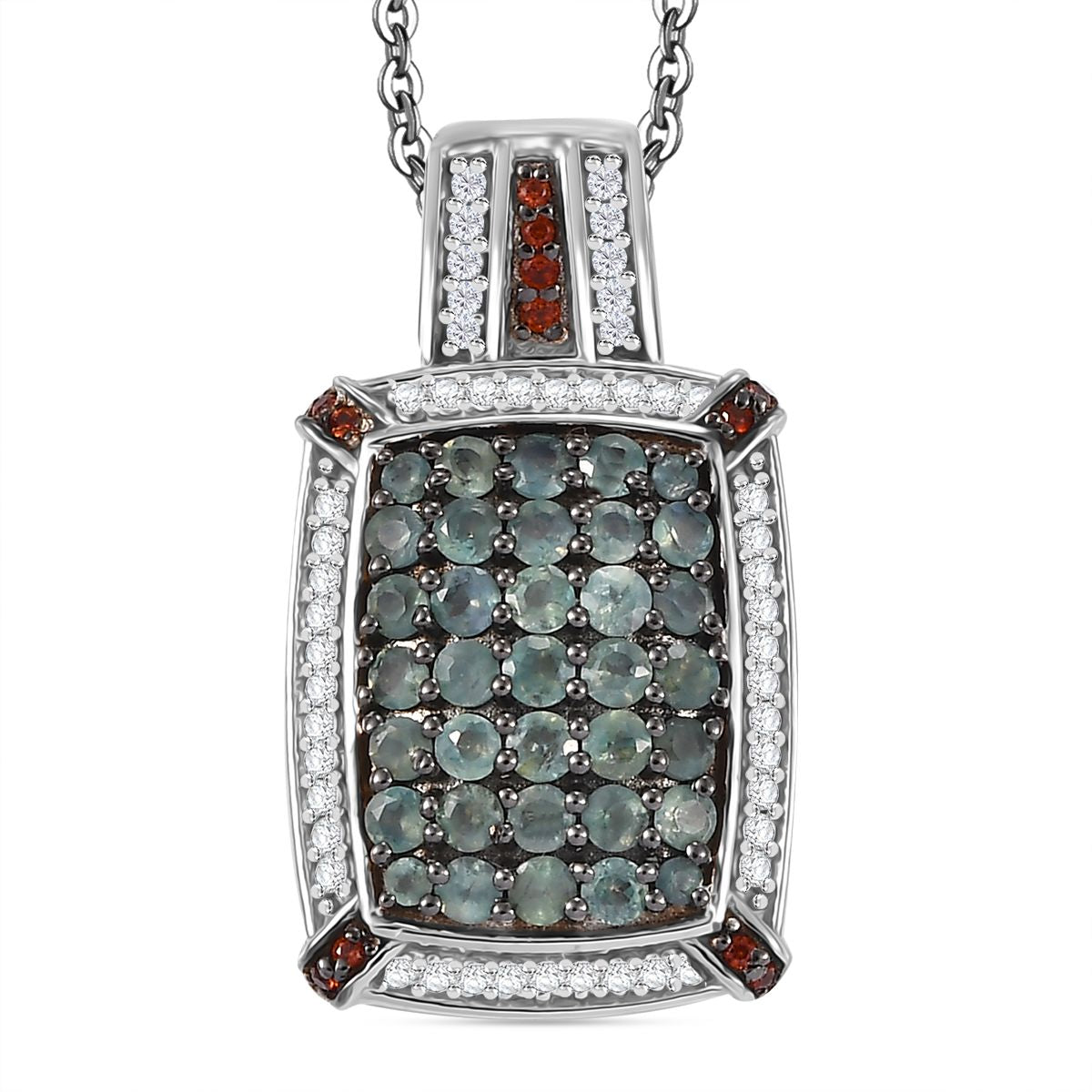 AA Alexandrit, Kaffee Zirkon Anhänger mit Kette (ca. 45 cm), 925 Silber rhodiniert ca. 2.42 ct