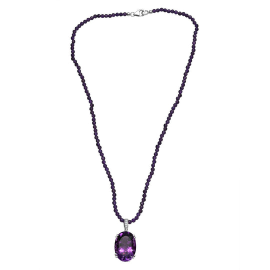 Citrin, Weiße Zirkon Halskette 925 Silber rhodiniert ca. 80.57 ct