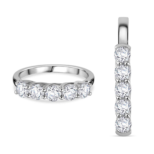 2er Set - Moissanit Anhänger und Ring (Größe 19.00), 925 Silber rhodiniert ca. 2.50 ct