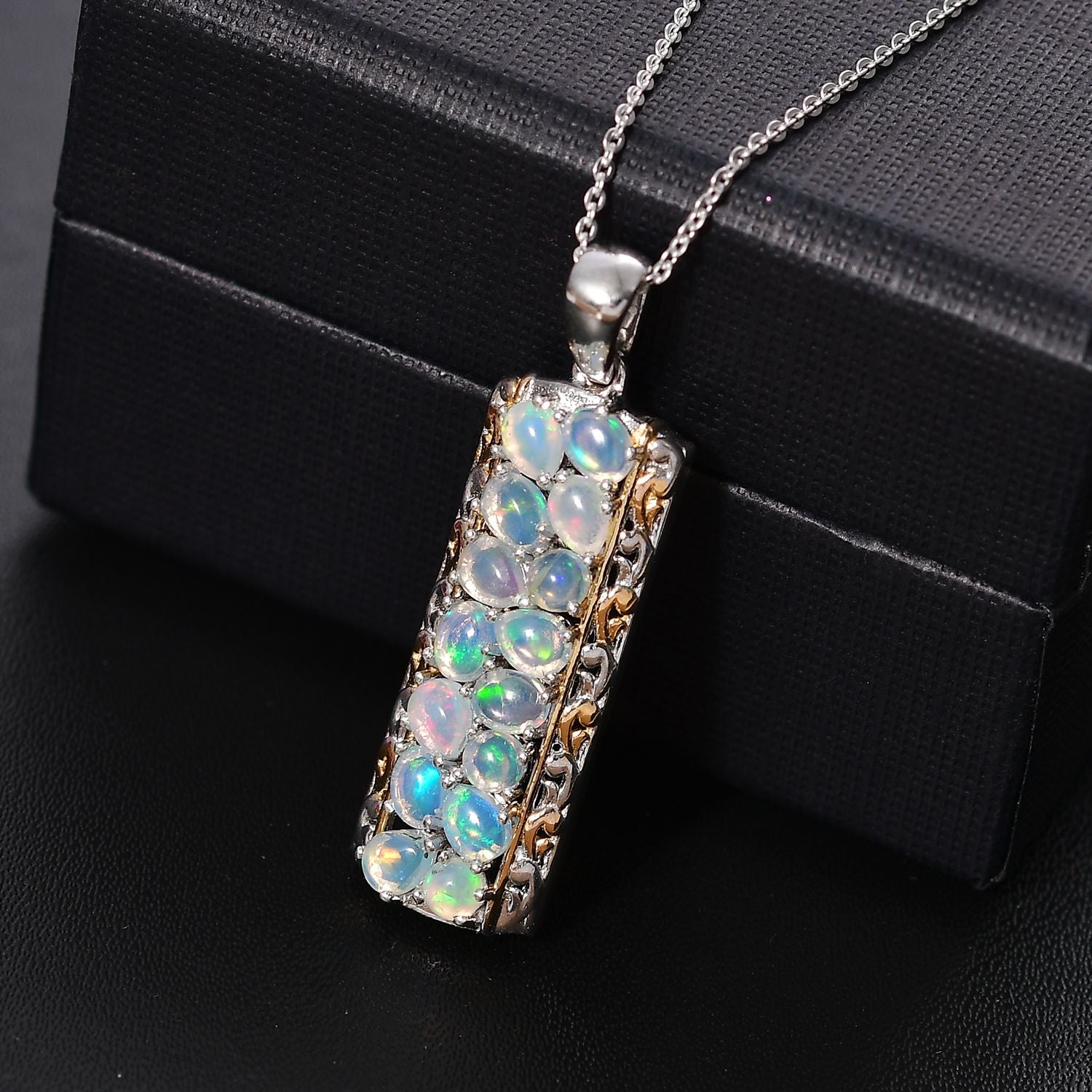Natürlicher, äthiopischer Welo Opal Schmuckset 925 Silber rhodiniert ca. 1.51 ct