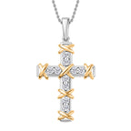 Luxuriant Diamond - Lab Grown Diamant SI Anhänger mit Kette, 925 Silber rhodiniert, 925 Silber Rhodiniert und 750 Gelbgold Vermeil ca. 0.25 ct