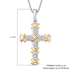 Luxuriant Diamond - Lab Grown Diamant SI Anhänger mit Kette, 925 Silber rhodiniert, 925 Silber Rhodiniert und 750 Gelbgold Vermeil ca. 0.25 ct
