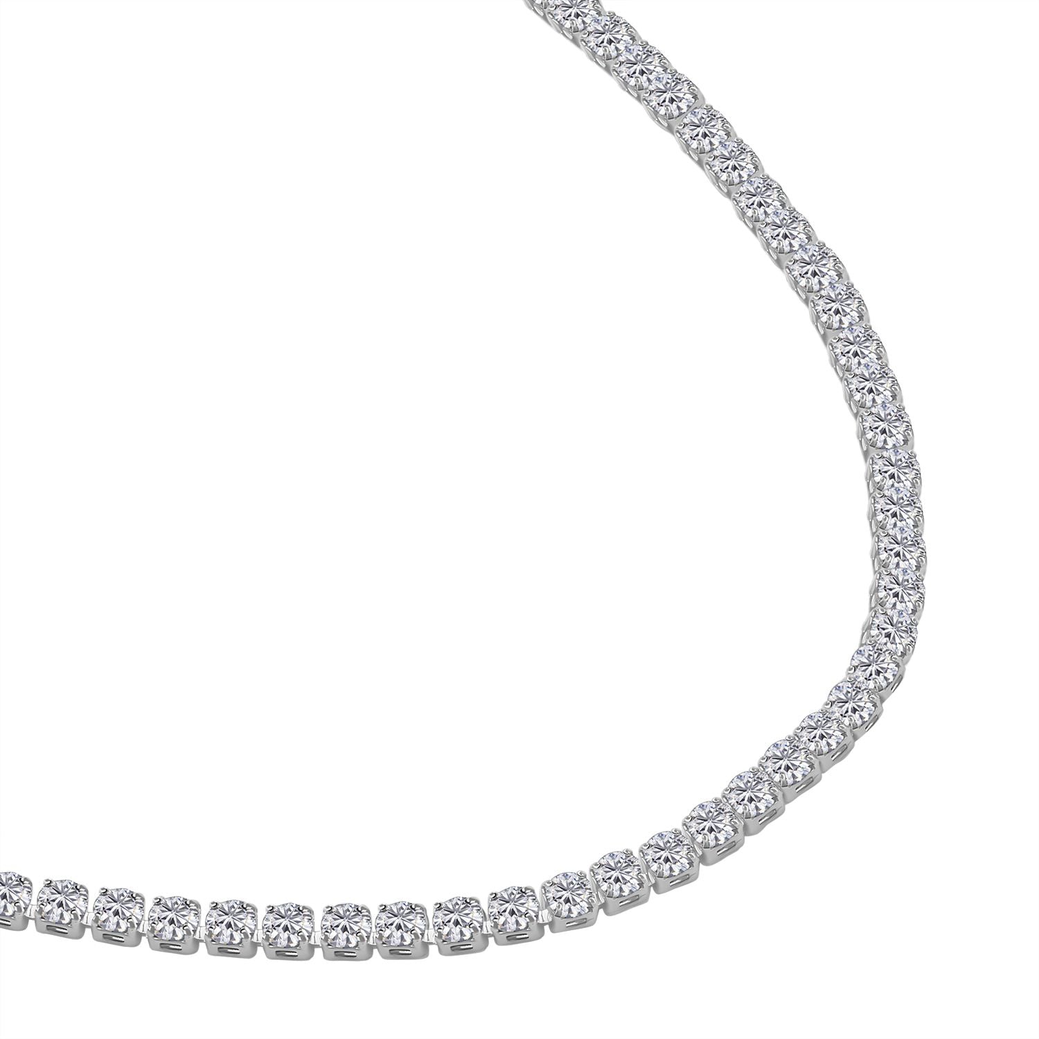 2er Set Weiße Kristall Halskette und Armband mit Bolo Verlängerung, silberfarben