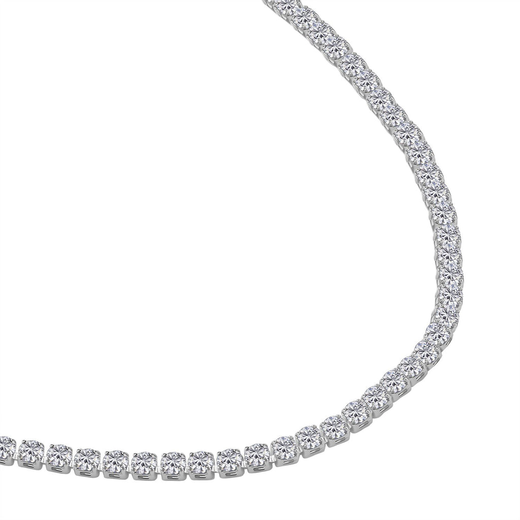 2er Set Weiße Kristall Halskette und Armband mit Bolo Verlängerung, silberfarben