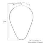 2er Set Weiße Kristall Halskette und Armband mit Bolo Verlängerung, silberfarben