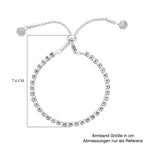 2er Set Weiße Kristall Halskette und Armband mit Bolo Verlängerung, silberfarben