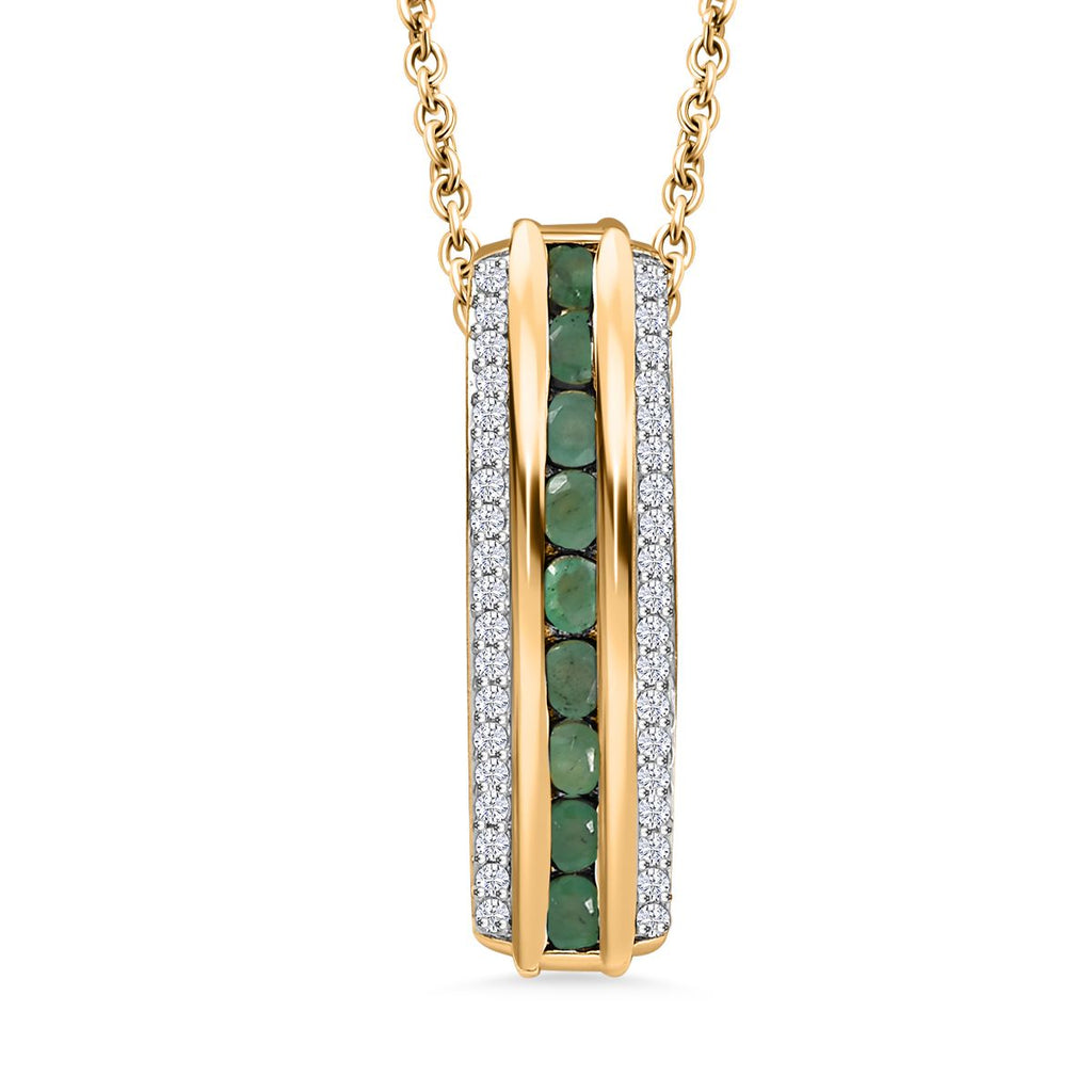 AB + Smaragd, Weißer Zirkon Schmuckset, Goldton ca. 1.45 ct