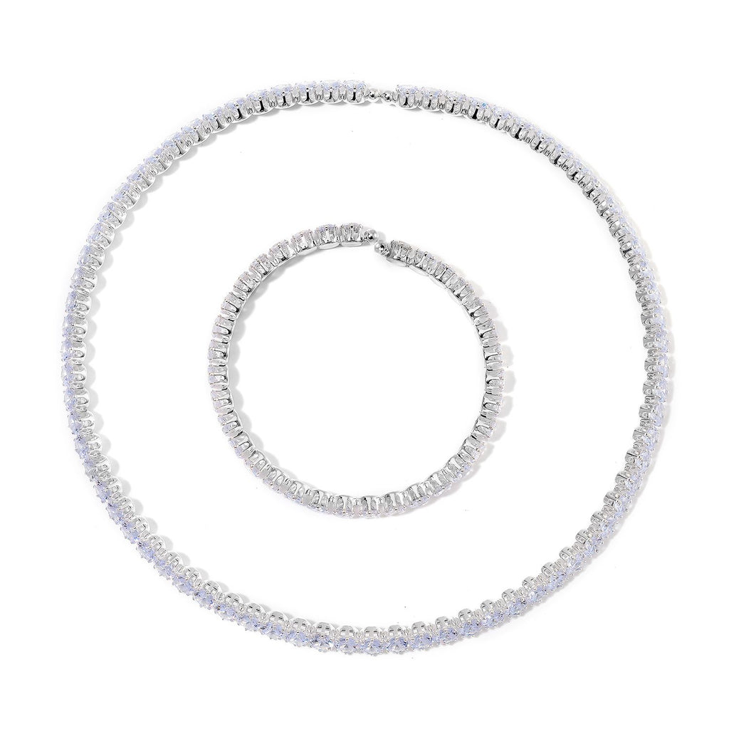 Weißer Zirkonia Schmuckset Nickelfreies Messing