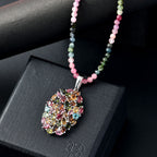 Mehrfarbig-Turmalin Schmuckset 925 Silber rhodiniert ca. 39.67 ct