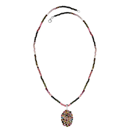 Mehrfarbig-Turmalin Schmuckset 925 Silber rhodiniert ca. 39.67 ct