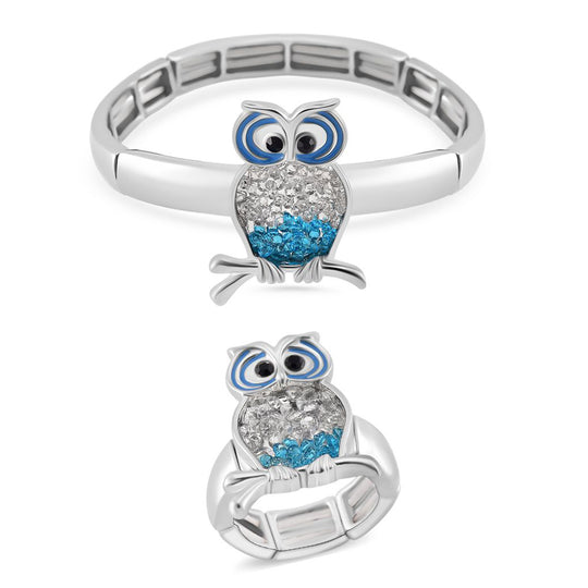 Weißer Kristall, Rosa Kristall Flexibles Armreif and Flexibler Ring, goldfarben Schmuckset Std Gelb