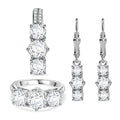 3er Set - Moissanit Anhänger, Ring und Ohrringe, 925 Silber rhodiniert, Größe (19.00), ca. 7,43 ct.