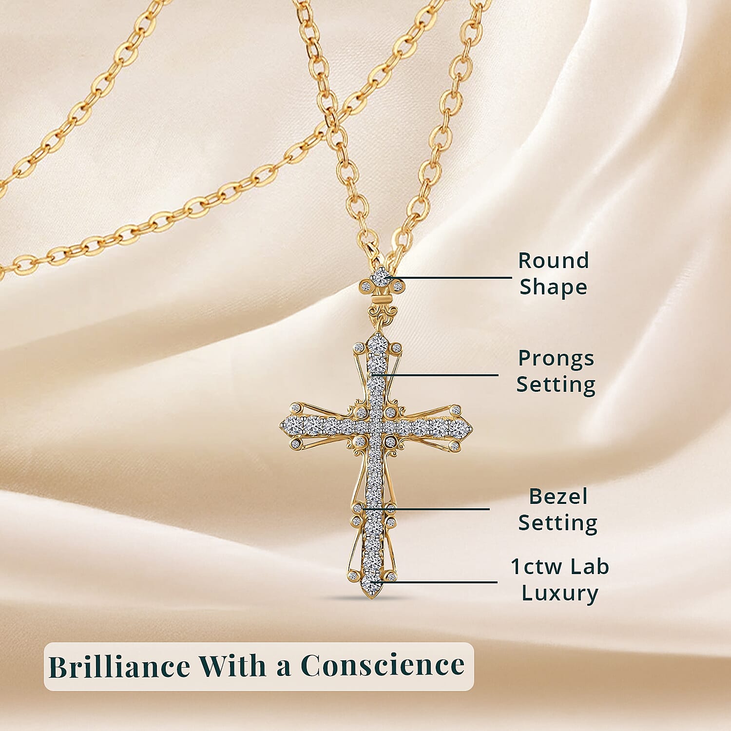 LUXURIANT DIAMOND - Lab Grown Diamant SI-GH Schmuckset ca. 50 cm 925 Silber 750 Gelbgold vermeil ca. 1,00 ct.