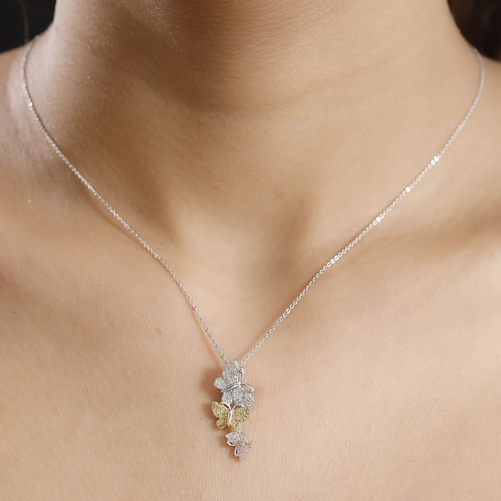 GP Trionfo Kollektion Natürlicher Weißer, Rosa, Gelber Diamant Anhänger mit Kette, 925 Silber rhodiniert ca. 0.51 ct